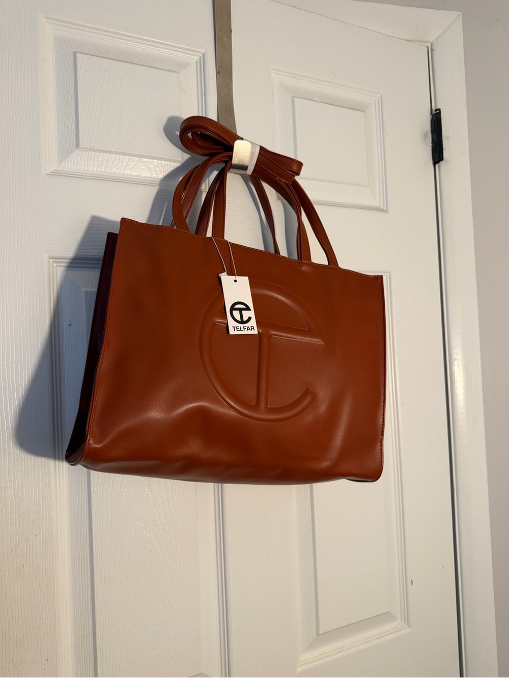 Telfar Large Chestnut Leather Tote